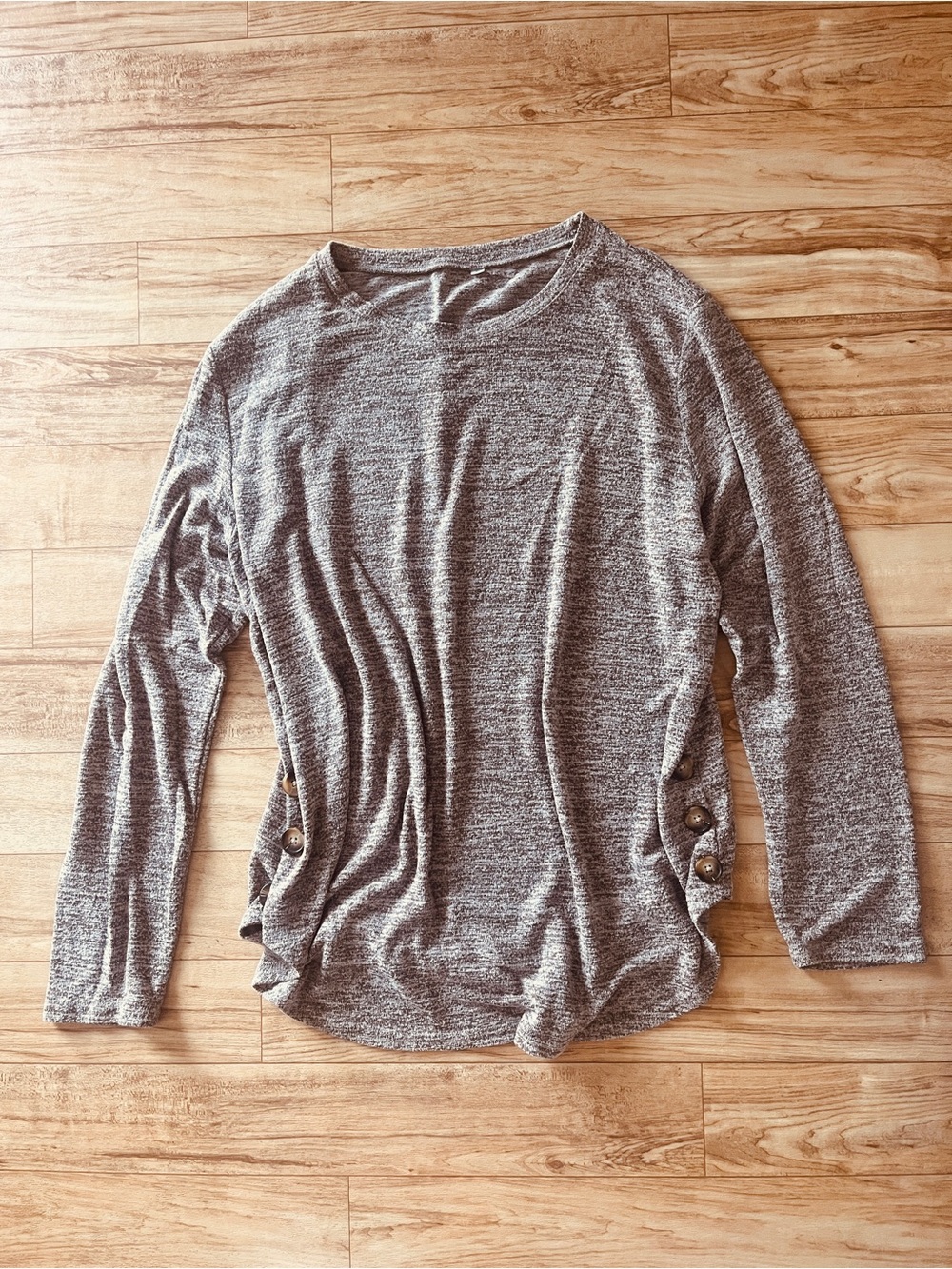 Women's Long Sleeve Knit Top with Side Button Detail